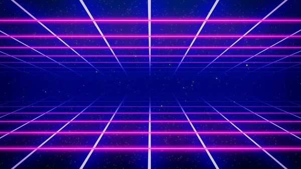 Retro Style 80S 90S Laser Neon Background Futuristic Grid Landscape — Stock Photo, Image