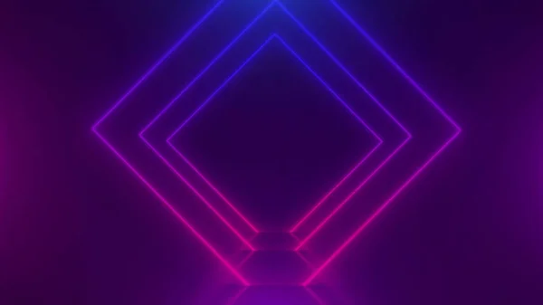 Neon Τετράγωνο Σχήμα Πλαίσιο Λαμπερά Εφέ Πολύχρωμα Φωτογραφία Αρχείου