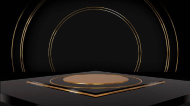 Soyut 3d podyum ürünleri stand-up arkaplanı. Minimal stil. Kozmetik ürünleri sergilemek için uygun. 3B illüstrasyon