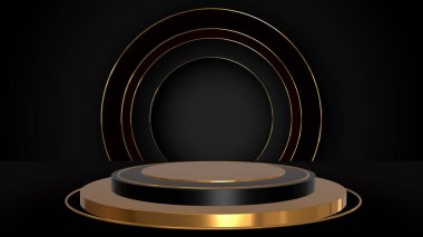 Soyut 3d podyum ürünleri stand-up ürünleri arka planı sergiler. Minimal stil. Kozmetik ürünleri sergilemek için uygun. 3B illüstrasyon