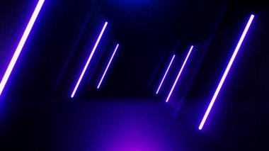 Retro siber punk tarzı 80 'ler. Siyah arka planda soyut Neon parlak mercek parlamaları. Lazer, reklam teknolojileri için renkli tasarım gösterdi