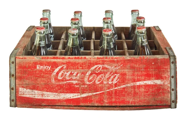 Drempt Belanda Desember 2022 Peti Kayu Vintage Dengan Botol Coca — Stok Foto