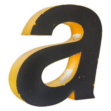 Kaliteli, büyük metal alfabe harfi. Beyaz arka planda izole edilmiş.