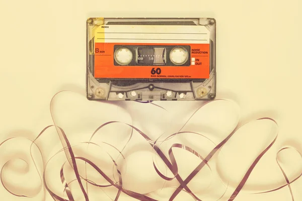 Винтажные Старые Аудио Компактные Кассеты Свободной Лентой — стоковое фото