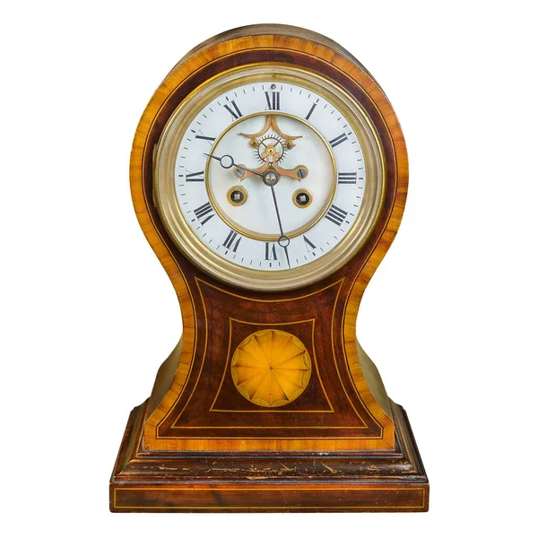 白地に隔絶された古代の木製時計 — ストック写真