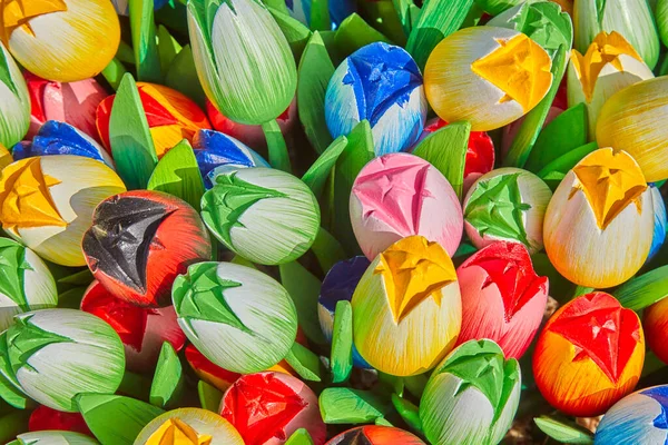 Pozadí Barevné Holandské Dřevěné Tulipány — Stock fotografie