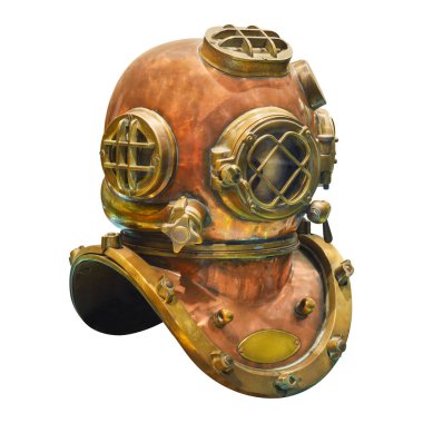 1941 yapımı otantik Amerikan donanma dalış kaskı beyaz arka planda izole edilmiş.