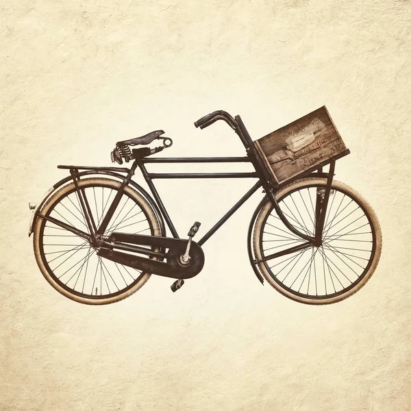 Sepia Toned Image Vintage Black Cargo Bicycle Old Wooden Transport — Stock Photo, Image