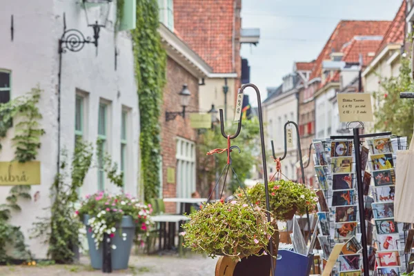 Deventer Netherlands August 2023 Famous Walstraat Shopping Street Ancient City Stock Image