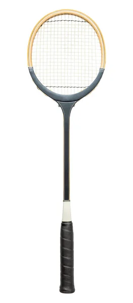 Vintage Trä Squash Racket Isolerad Vit Bakgrund Inklusive Klippning Väg — Stockfoto