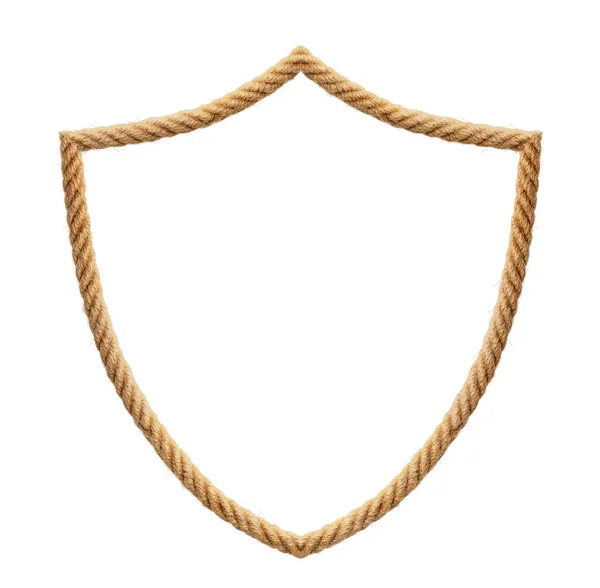 Shield Shaped Rope Frame Isolated White — Stock Photo, Image
