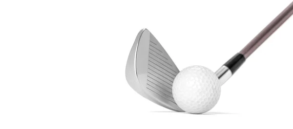 Golfütő Labda Ütközés Pillanatában Fehér Háttér Beleértve Nyírás Útvonal — Stock Fotó