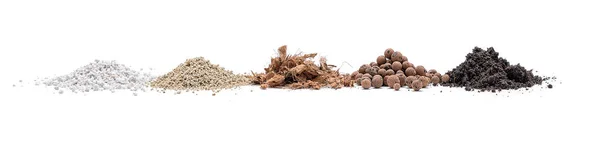 Půda Substrát Pro Kvetoucí Rostliny Perlit Vermikulit Kokosové Lupínky Expandované — Stock fotografie