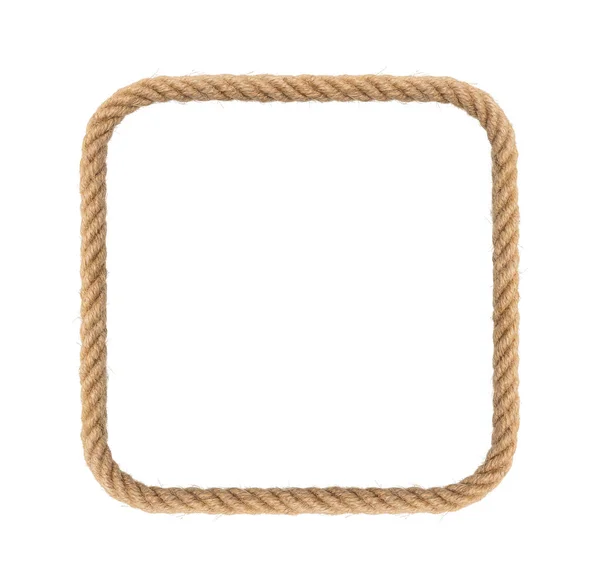 形状为正方形的钢丝绳架 在白色上隔离的无穷无尽的钢丝绳环 — 图库照片