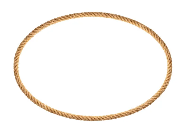 Moldura Corda Oval Loop Corda Infinita Isolado Branco — Fotografia de Stock