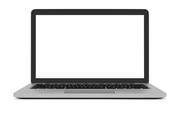 Laptop Met Blanco Scherm Witte Achtergrond Inclusief Knippad — Stockfoto