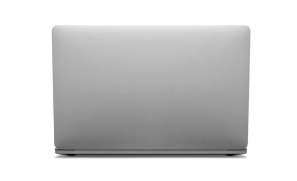 Πίσω Όψη Του Νέου Laptop Που Απομονώνεται Λευκό Φόντο — Φωτογραφία Αρχείου
