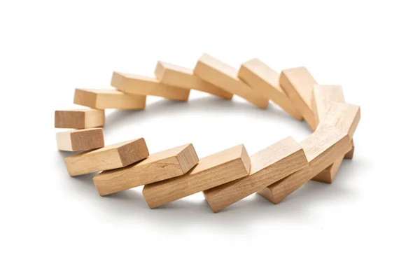 Circle Made Toppled Wooden Blocks White Background Including Clipping Path — Stock Photo, Image