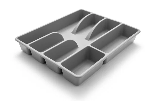Empty Plastic Drawer Cutlery Tray Isolated White — Stock Photo, Image