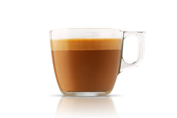 Café Latte Uma Xícara Vidro Isolado Fundo Branco Incluindo Caminho — Fotografia de Stock