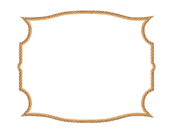 白い背景に枠形の茶色の西洋ロープ — ストック写真