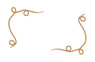 Kahverengi batı ipi beyaz arkaplanda çerçeve şeklinde