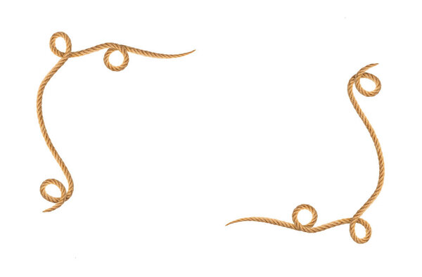 Brown western rope in frame shape on white background