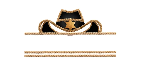 Rope Cowboy Hat Sheriff Star White Background Stock Photo