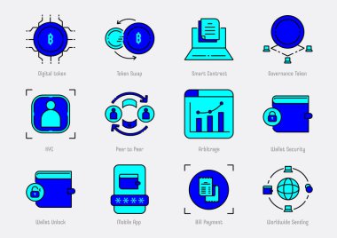Dijital jeton, mobil uygulama, dijital cüzdan, arbitraj ve dünya çapında gönderme ile blockchain simgesi tasarımı ile renk bulma teknolojisi.