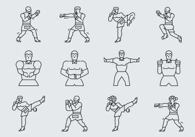 Hakemlerin çizdiği çizgilere sahip MMA dövüşçüleri yumruk, yüksek tekme, koruma, diz tekmesi ve hakemlik gibi savaşlar sırasında birçok eylemde tasarlandı..