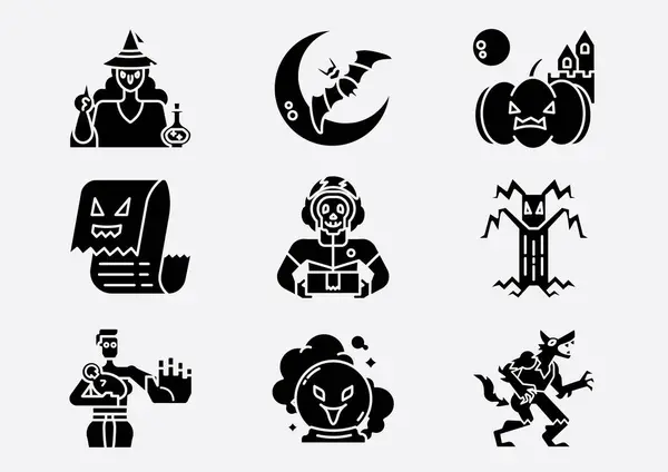 Ікона Привидів Гліф Встановлена Багатьма Культурами Релігіями Дизайн Піктограм Багатьох — стоковий вектор