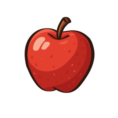 Parlak Bitiş ve Kahverengi Kök ile canlı kırmızı çizgi film elması, Eğitici Grafikler İçin Mükemmel