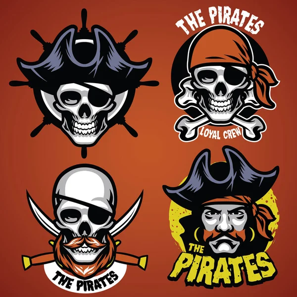 stock vector set of pirate badge collection