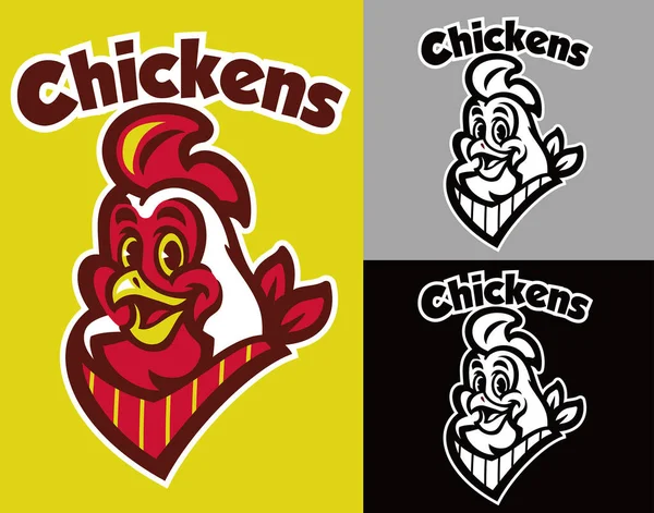 Happy Chicken Mascot Head — Stock Vector