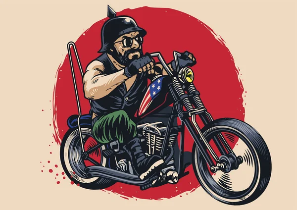 Чоловік Їде Подрібнювальному Мотоциклі — стоковий вектор