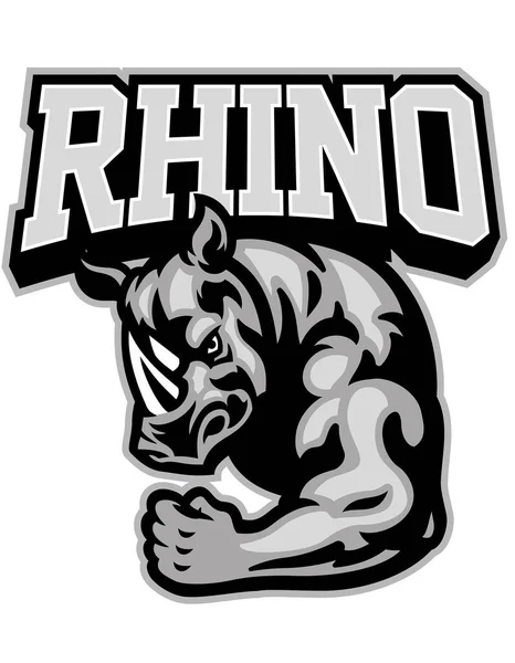 Mascotte Rhino Montrant Son Logo Bras Musculaire — Image vectorielle
