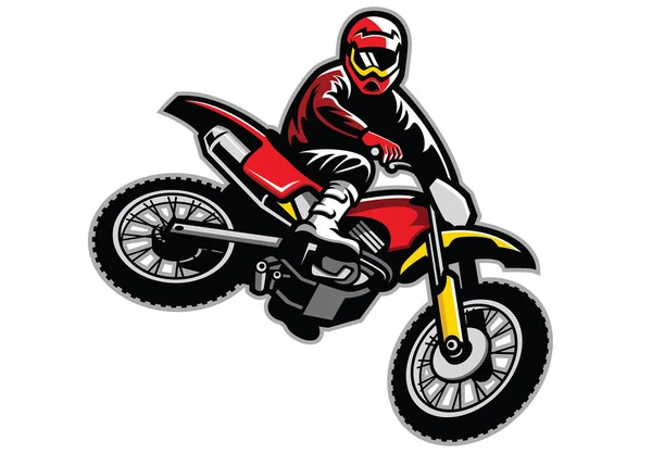 Logotipo Mascote Salto Motocross — Vetor de Stock