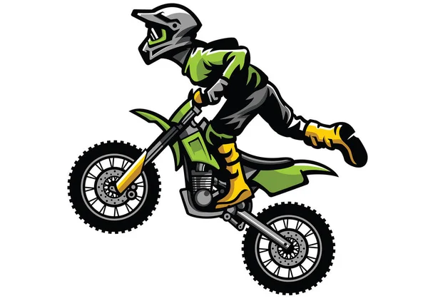 Motocross Fahrer Macht Stunt — Stockvektor