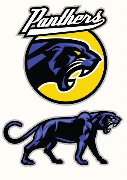 Black Panther Mascot Set Logo Style — Stock Vector