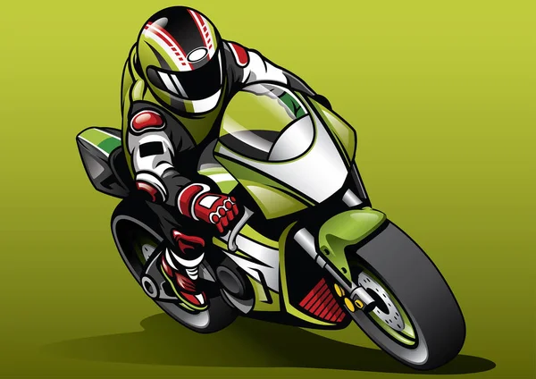 Passeio Piloto Sportbike Estilo Desenhado Mão — Vetor de Stock