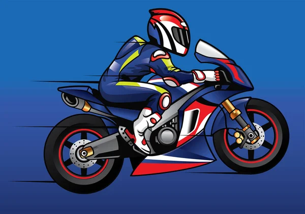 Sportbike Racer Design Mão Desenhada Estilo Mascote — Vetor de Stock