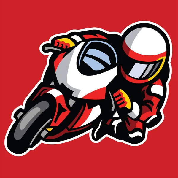 Estilo Dos Desenhos Animados Corrida Sportbike Encurralamento — Vetor de Stock