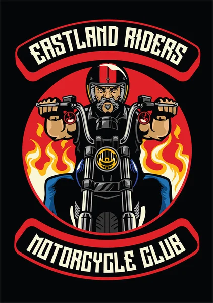 Odznaka Klubu Motocyklowego Starca Jeździć Motocyklu — Wektor stockowy