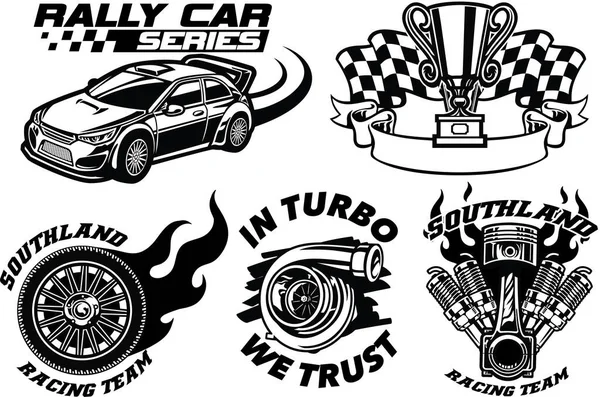 Jeu Design Racing Badge Style Vintage — Image vectorielle
