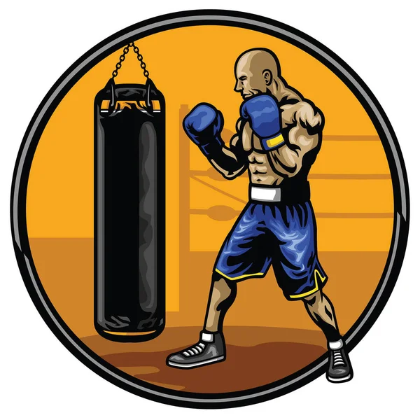 Boxeo Atleta Entrenamiento Gimnasio — Archivo Imágenes Vectoriales
