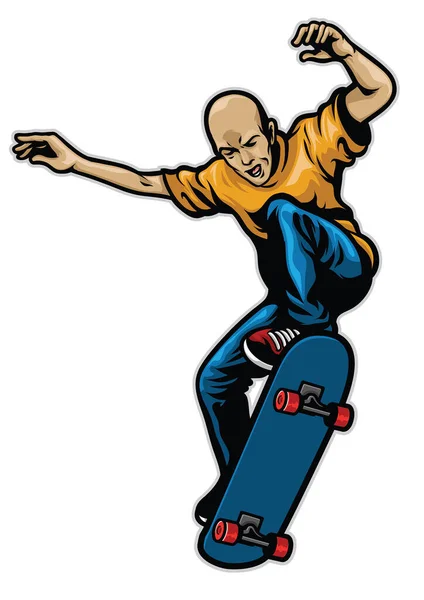 Muž Skákání Jízda Skateboard Ručně Kreslené — Stockový vektor