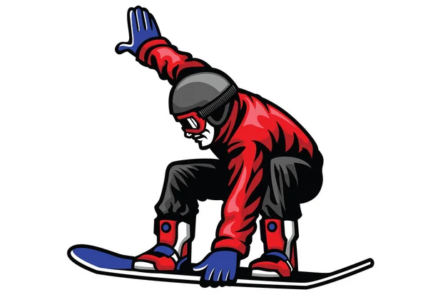 Άνθρωπος Βόλτα Snowboard Και Κάνει Ακροβατικά — Διανυσματικό Αρχείο