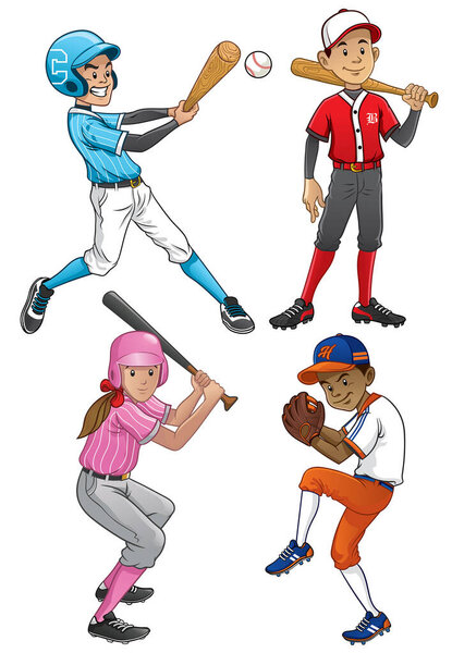набор молодых бейсболистов