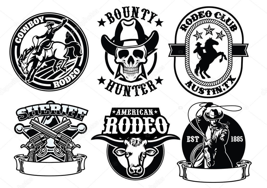 Set of cowboy badge