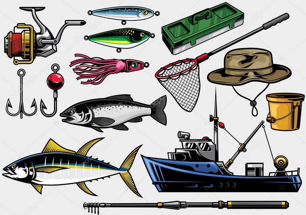 Fishing equipment in set